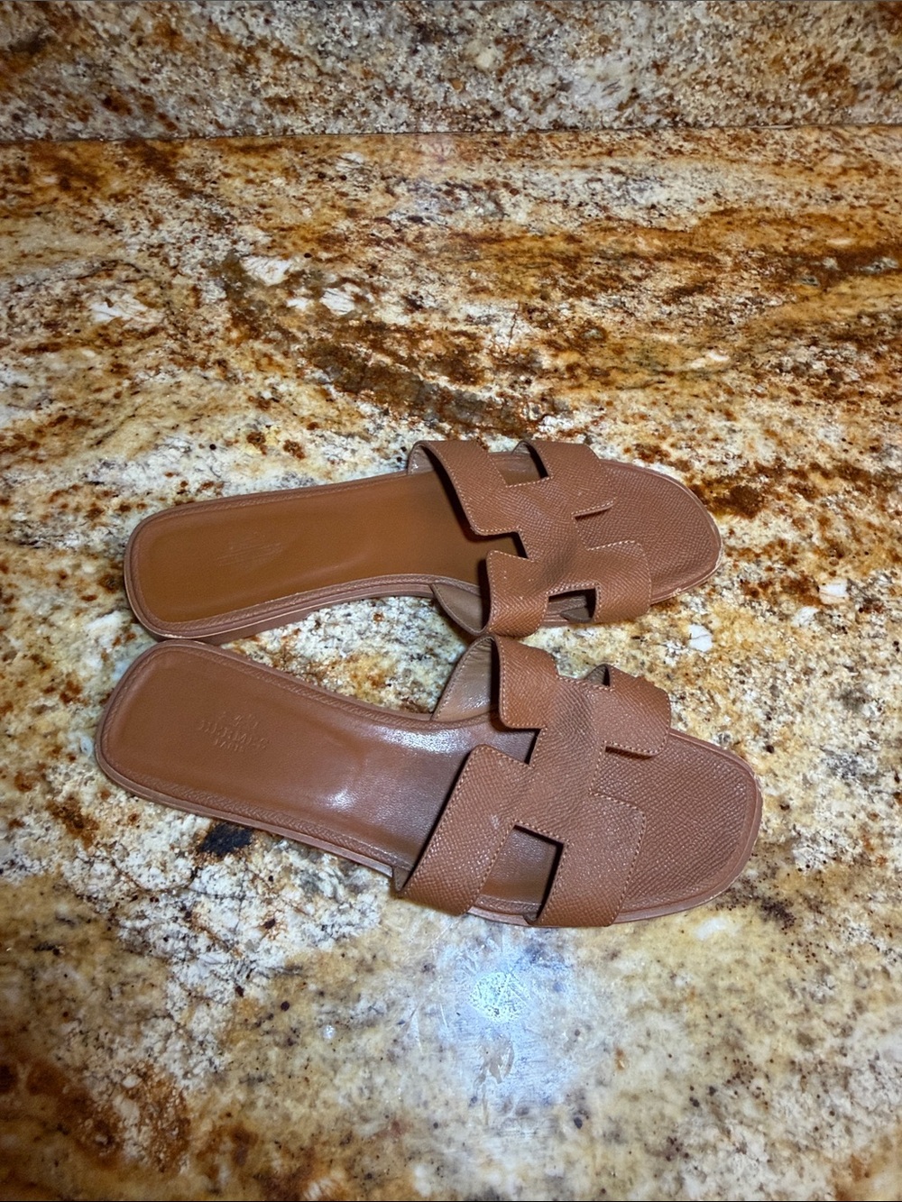 Hermes Brown Oran Slide Sandals - Picture 2 of 4